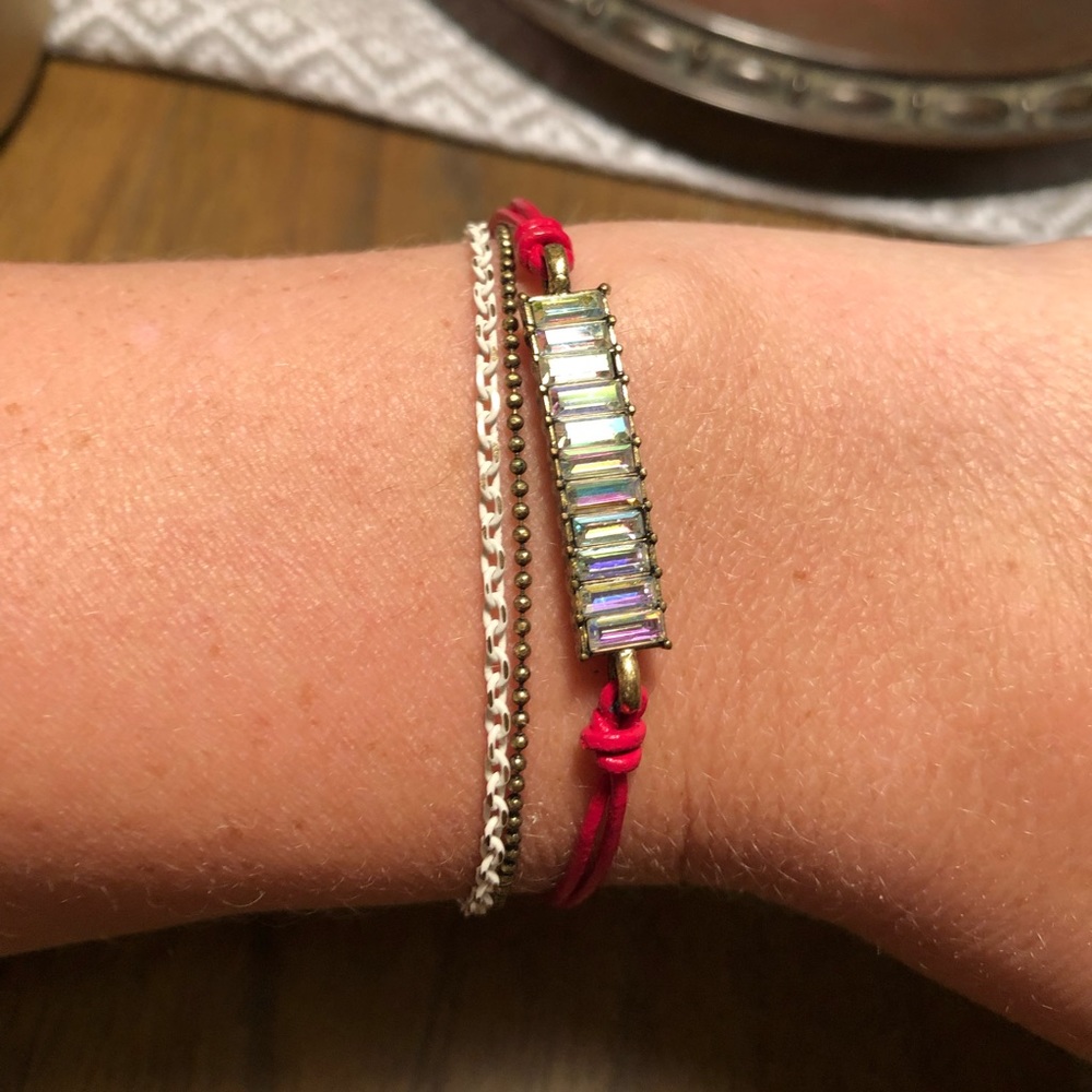 Chloe + Isabel Leather + Baguette Bracelet Pink